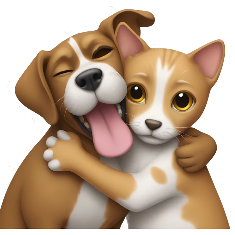 Dog and cat hugging emoji