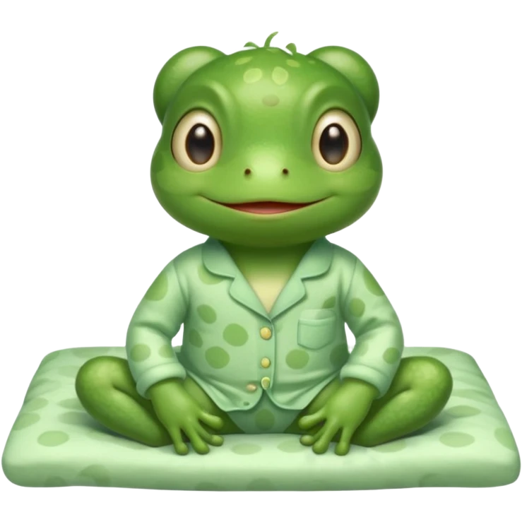 cute baby frog on bed pijama emoji