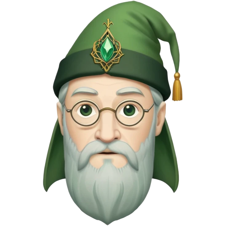albus dumbledore from harry potter with green   Dumbledore’s cap and decorative motifs emoji