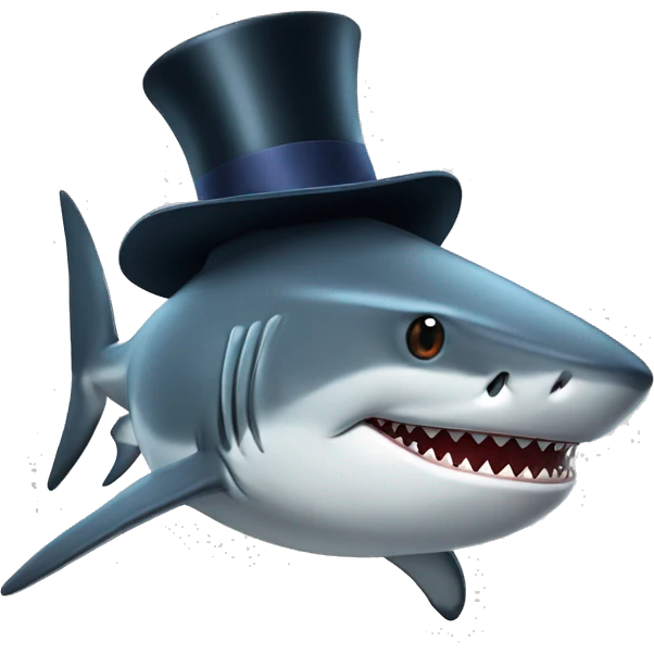 Shark with a top hat emoji