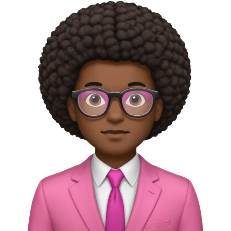 afro hair man pink suit glasses emoji