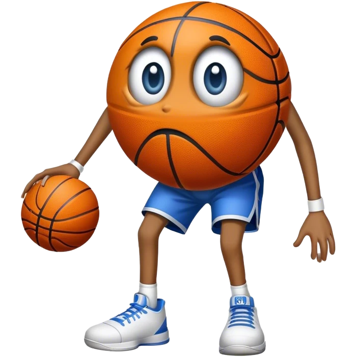 Basketball with eyes and legs emoji