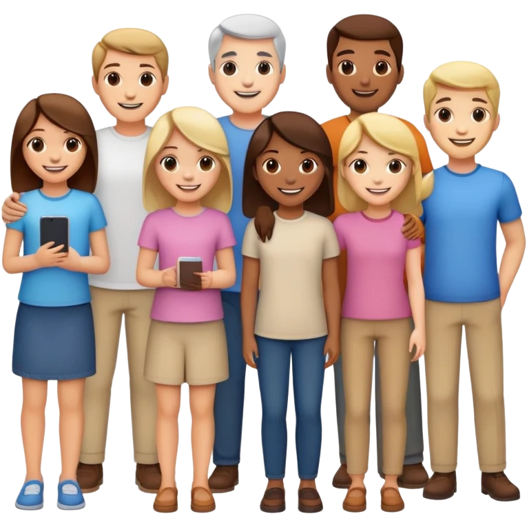 five people team standing together emoji