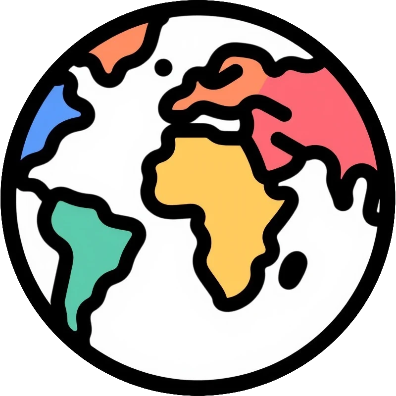 Detailed world globe showing continents emoji