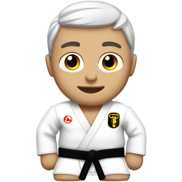 Belgian Mali’s wearing white jiujitsu gi with a black belt emoji