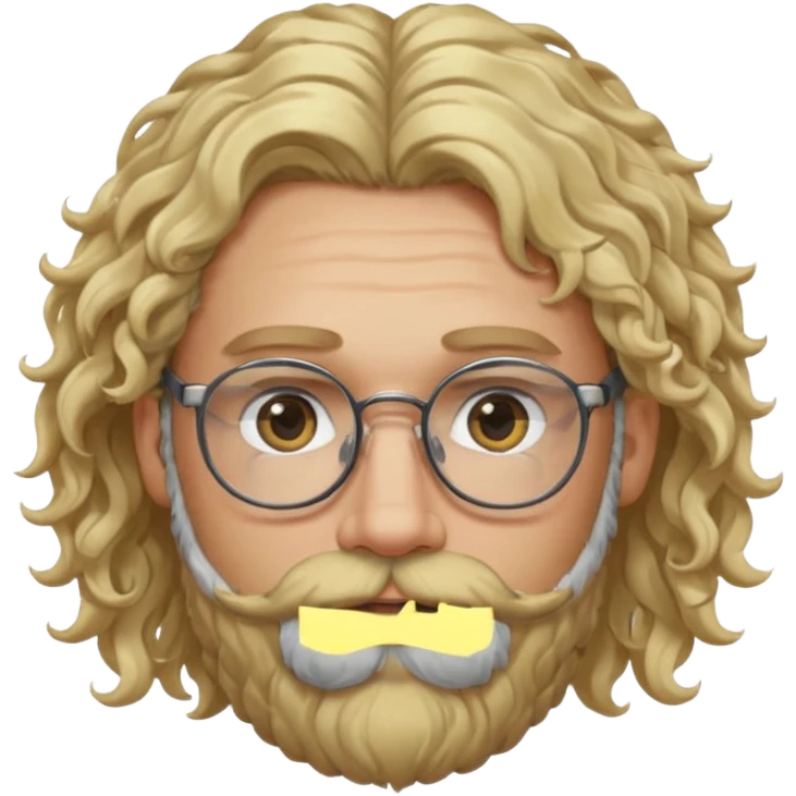 blond man with beard and spectacles and long curly hair and piercings  emoji