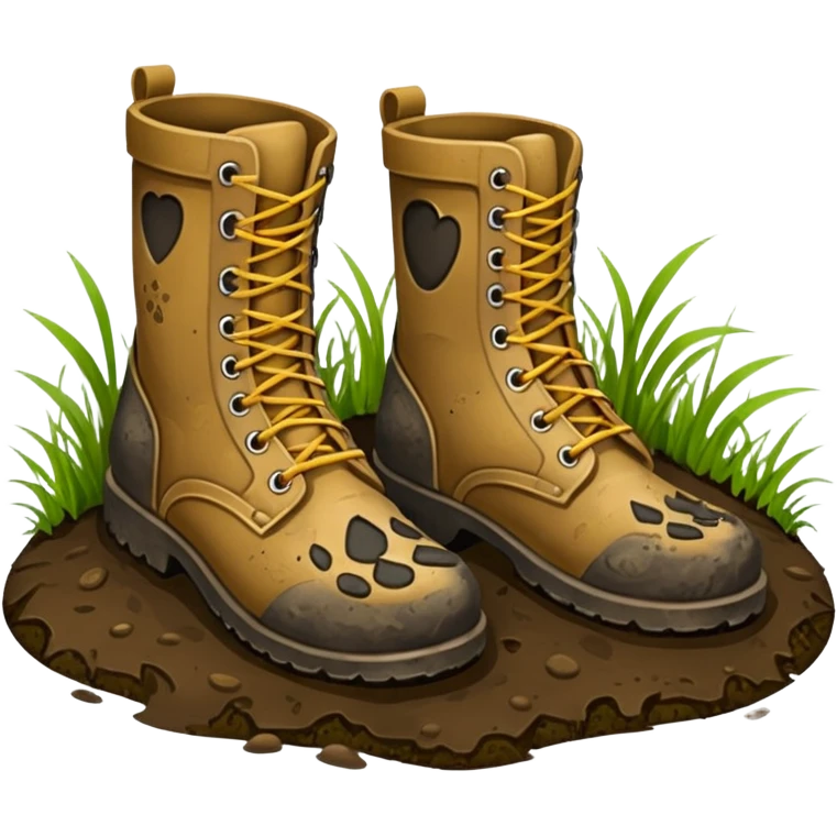 pair of boot shoeprints in the grass emoji