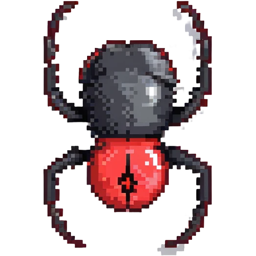 black widow spider with red hourglass emoji