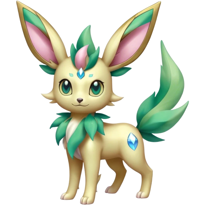 Shiny Cool Sparkly Cute Ethereal Leafeon-Sylveon-Fakemon-hybrid-fusion- full body emoji