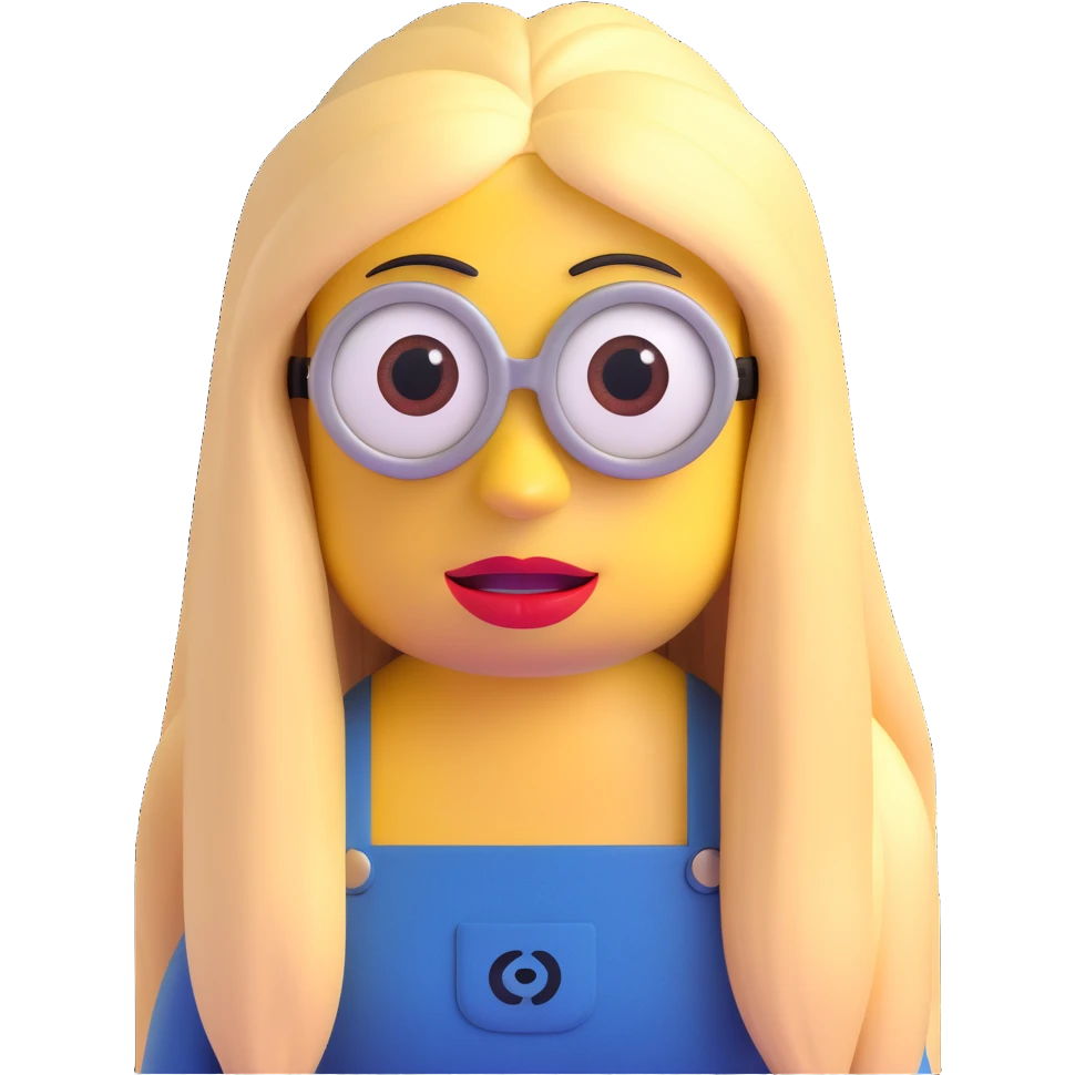 minion with long blonde hair and red lipstick emoji
