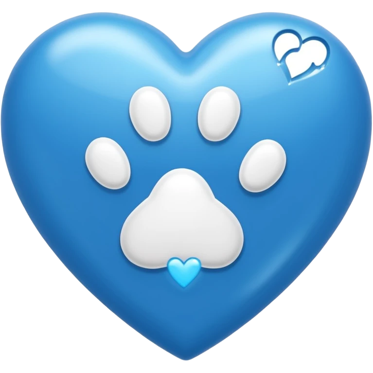 Blue heart with a paw print inside emoji