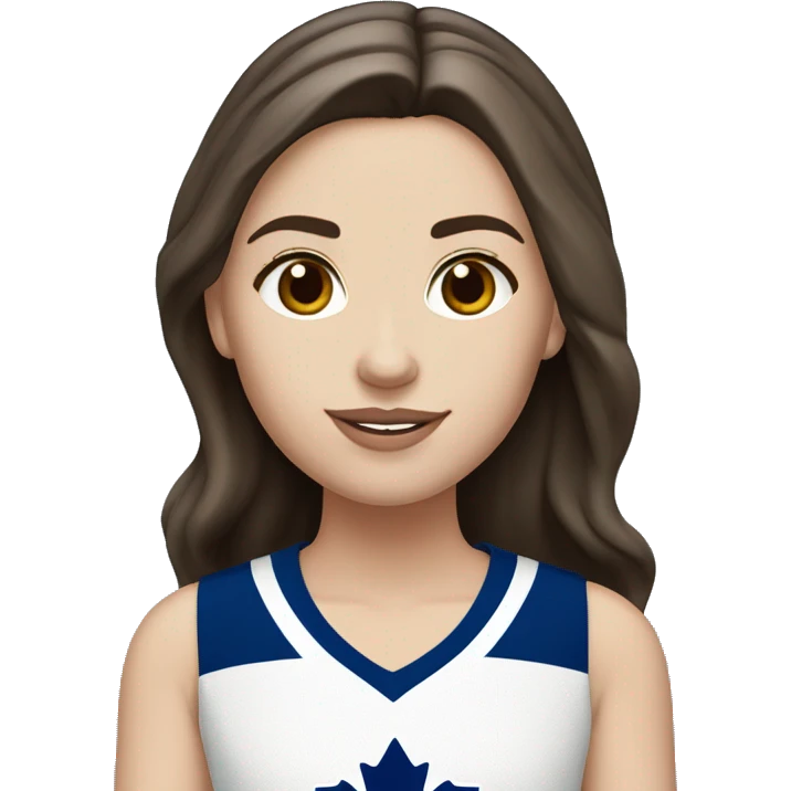 White girl medium long dark brown hair Toronto maple leafs jersey emoji