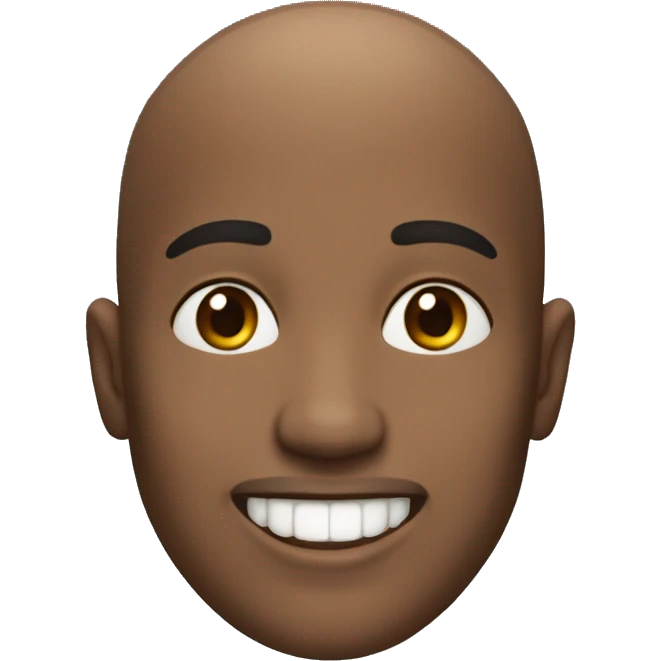 create ligh skin , bald, black man, smling, show teeths emoji