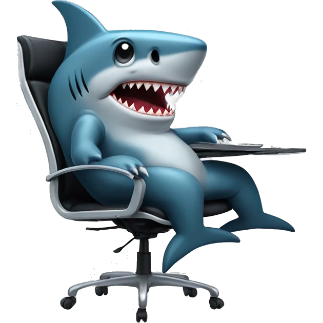 shark sitting at a computer chair emoji
