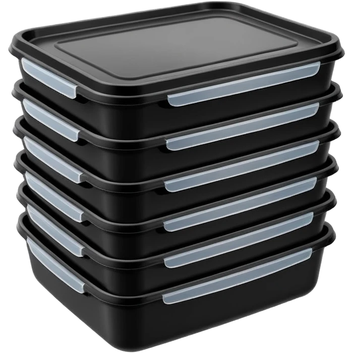 stacked black meal prep containers emoji