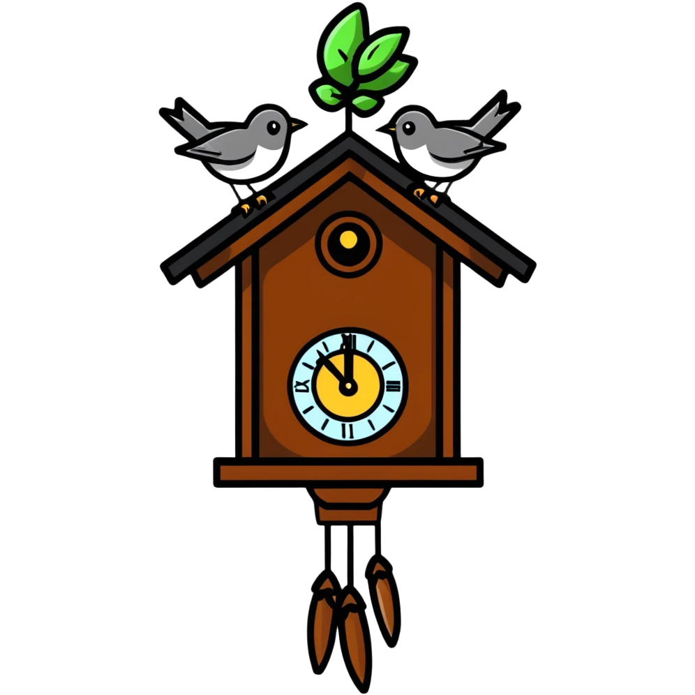 cuckoo clock with bird popping out emoji