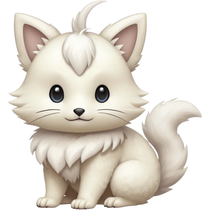 White furry romantic vintage antique divine beautiful elegant pretty precious cute young youthful  Fakémon-Pokémon-hybrid-creature emoji