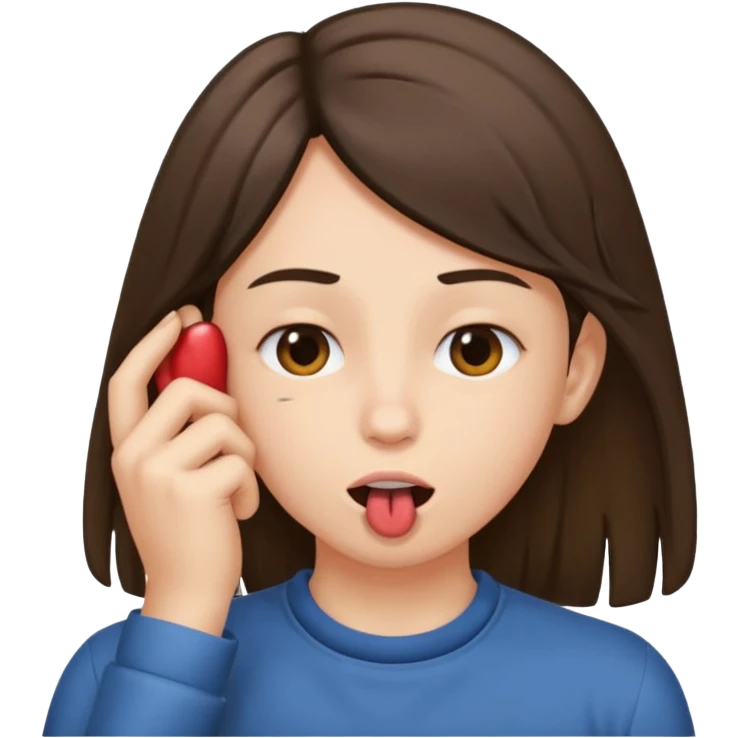 Tuck hair behind ear while biting lip emoji emoji