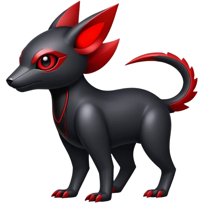 Modern futuristic black dark fakemon-animal-creature with red accents emoji