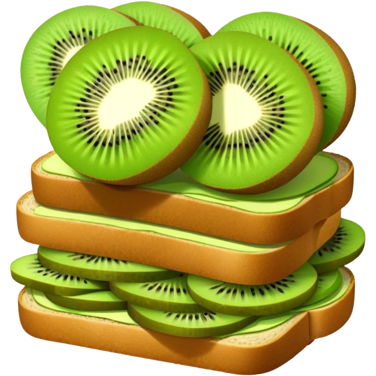 Kiwi sandwich with sliced kiwi fruit between bread slices emoji
