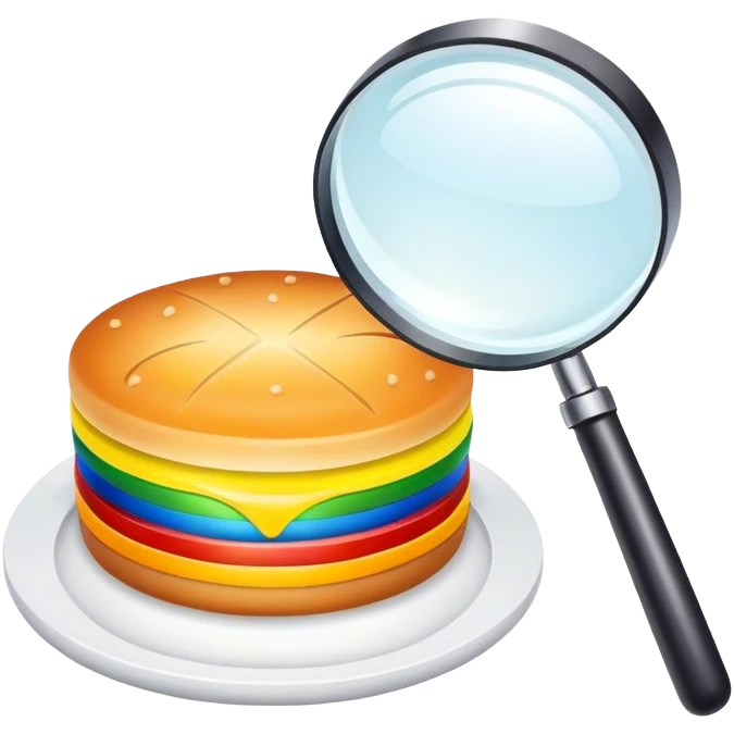 a rainbow meal and magnifier emoji