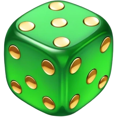 green dice with gold dots, emoji style emoji