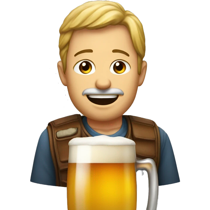 Un marcassin humain avec une bière  emoji