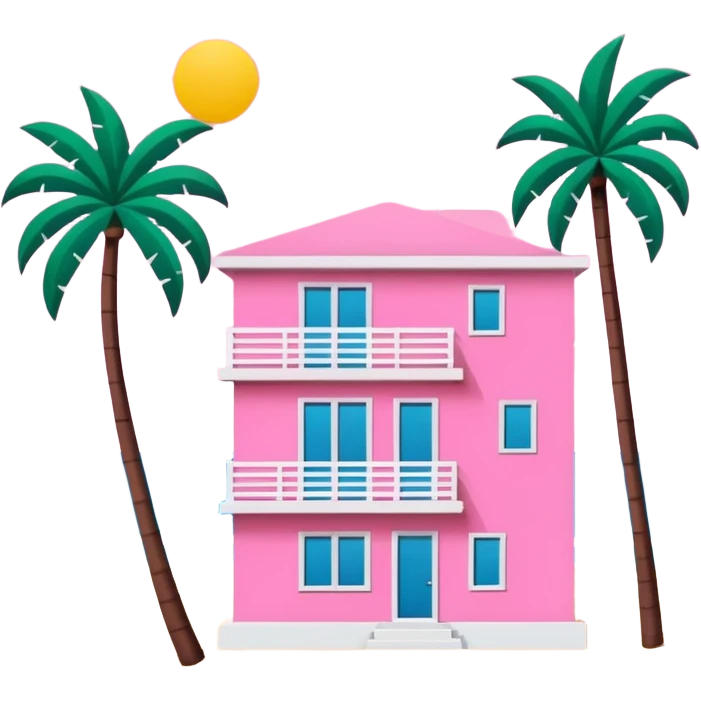 Matisse style pink SPAM Miami beach landscape emoji