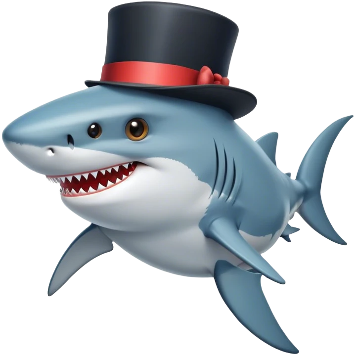 Shark with a top hat emoji