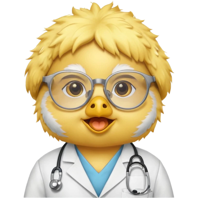 chick animal with glasses, wearing doctor uniform emoji