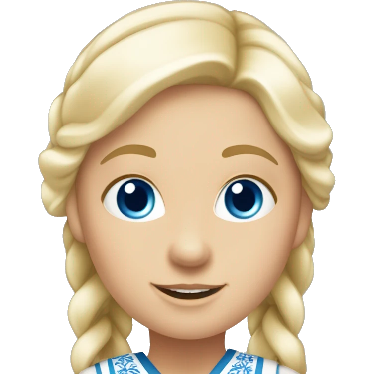 A girl with blond her blue eyes wearing a norwigan bunad from øst Telemark  emoji