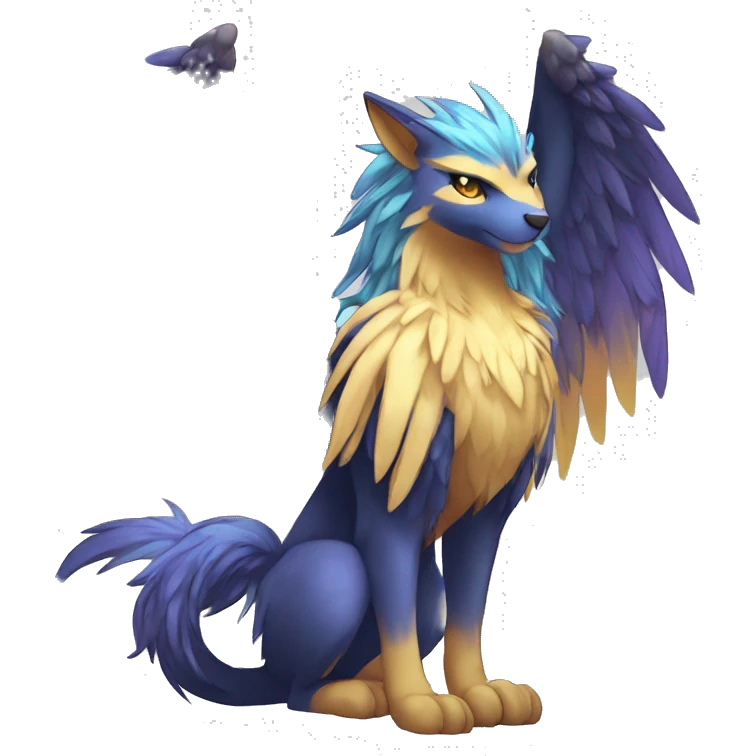 Anthro Sona Cool Edgy Cute Legendary Colorful Shy Winged Shiny Fakemon-Fantasy-Creature With Long Hair-Mane Full Body Detailed High Quality emoji