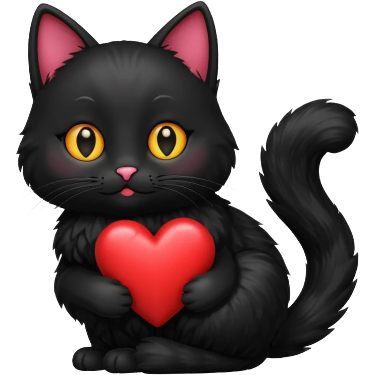black cat with heart emoji