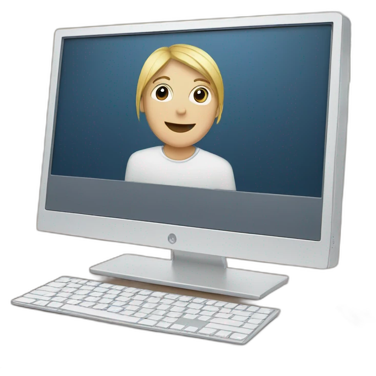 computer with the video call on the screen emoji