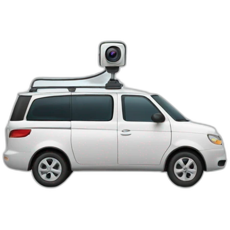 A mini van that looks like outdoor security camera with lens as wheels emoji