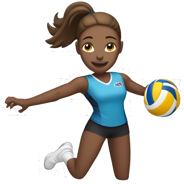 girl with white skin and brown hair playing volleyball emoji