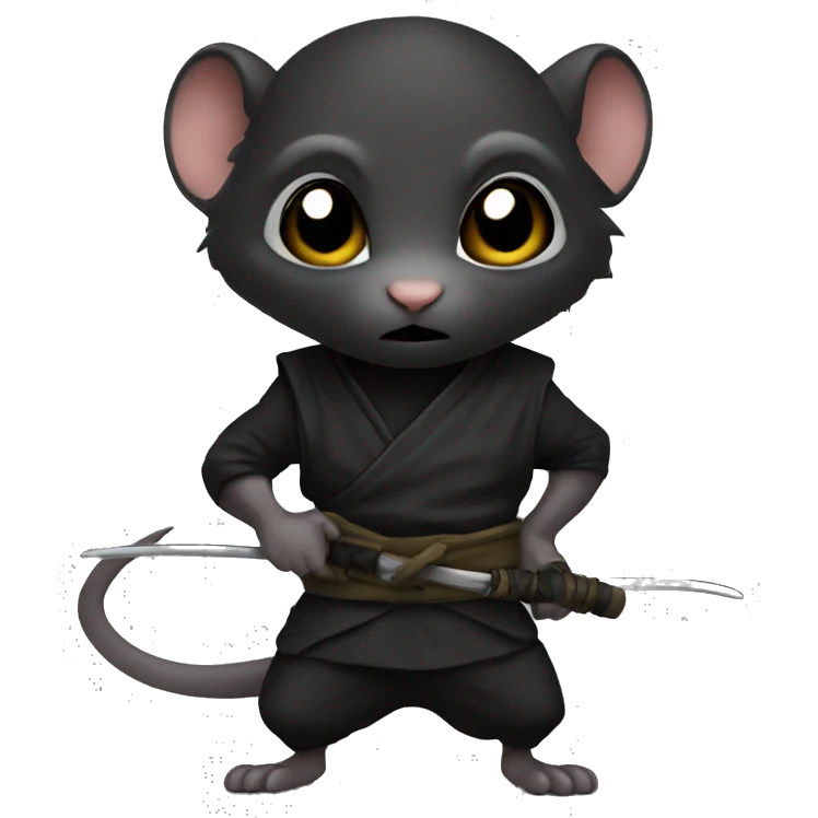 A black skin rat as ninja emoji