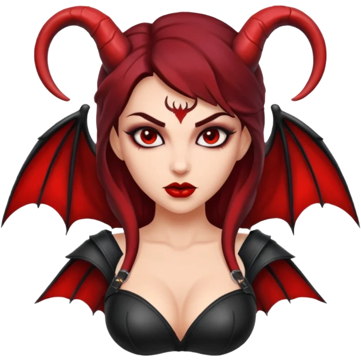 Lilith symbol seductress evil brow haired sexy succubus woman with leather on emoji