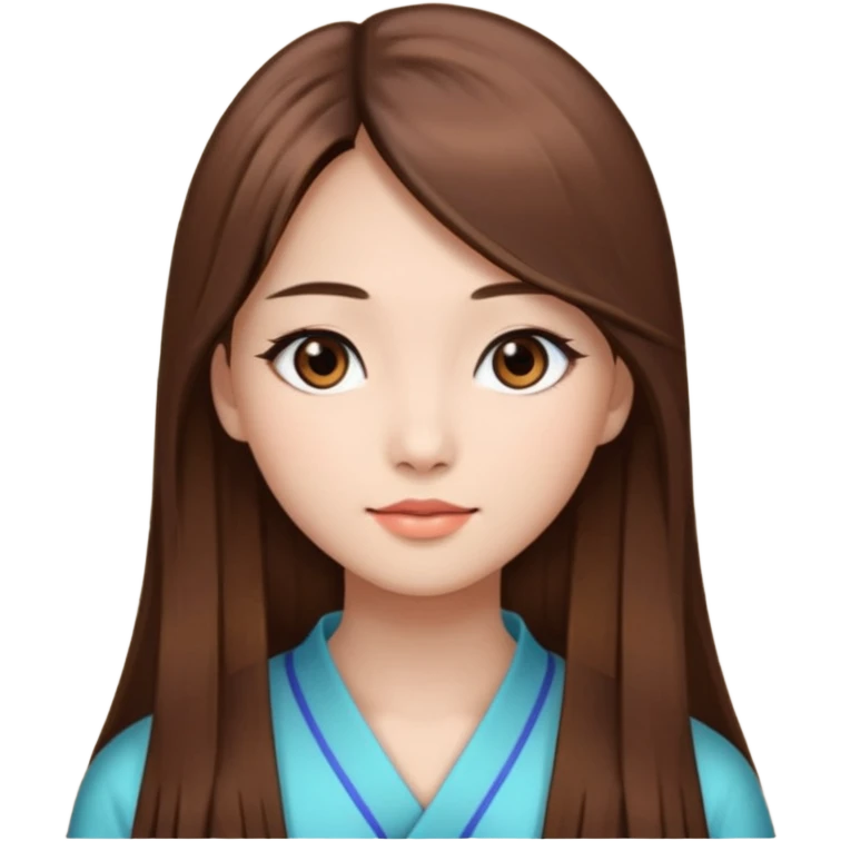 Beautiful girl,brown hair,straight hair，long hair,Black eyes,Chinese emoji