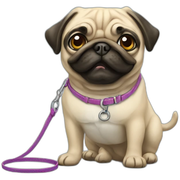 Pug on leash emoji