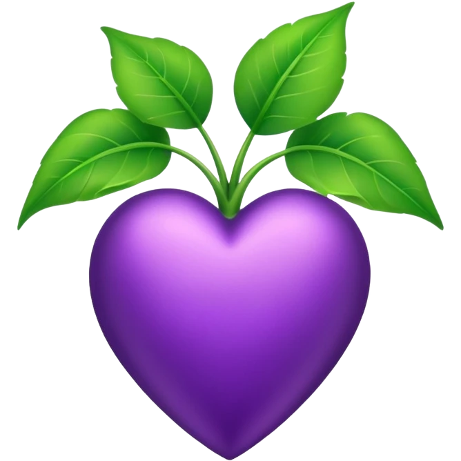 Green plant growing from a Purple Heart  emoji