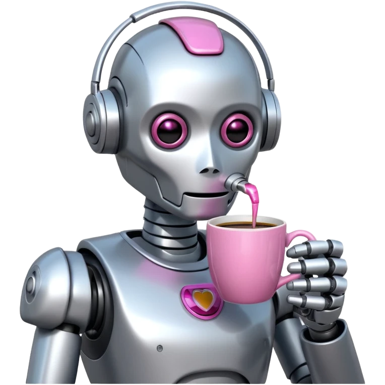 robot drink pink coffee emoji