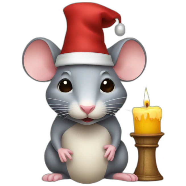 a rat with a nightcap and candle emoji