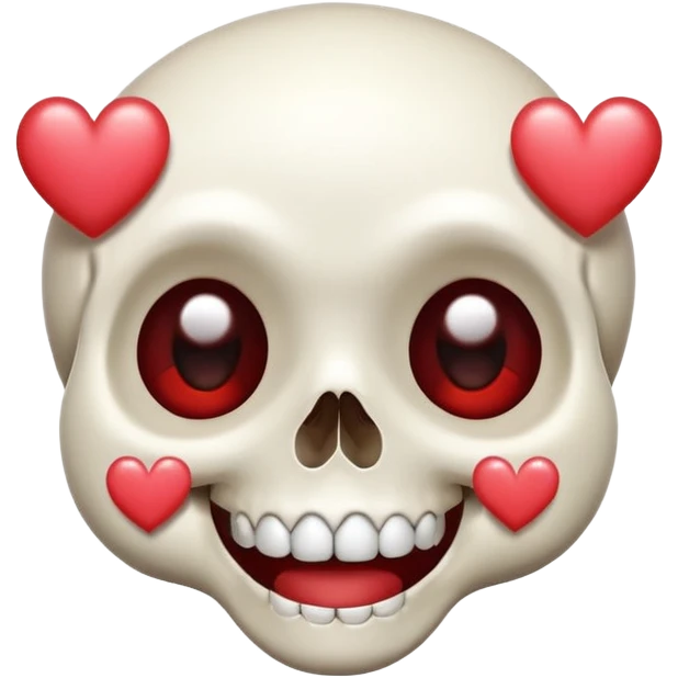 
Cute kawaii skull with a heart shaped nose and eyes are shaped as hearts cartoon -style/cute and transparent for a sticker emoji