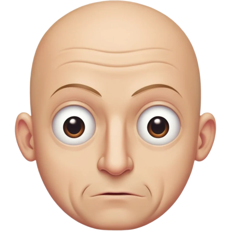 Steven Miller, bald, extremely pronounced grimace, very narrow rectangular head, bottom lip sticking out, eyelids nearly shut and drooping on the outer sides emoji