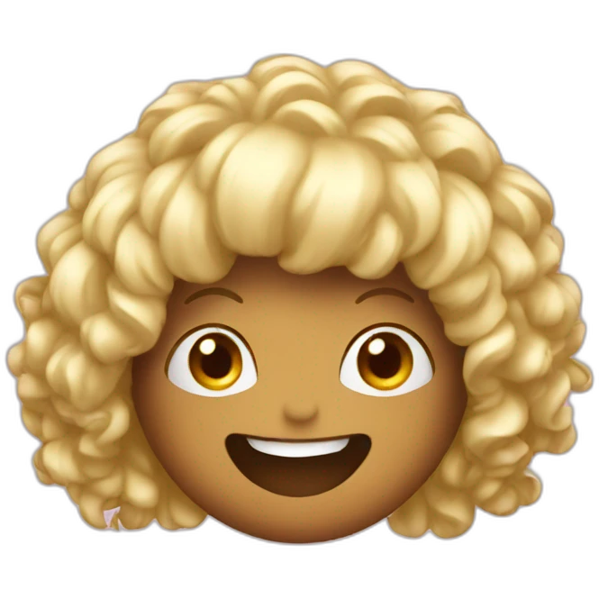 Poo with a blonde wig smiling emoji