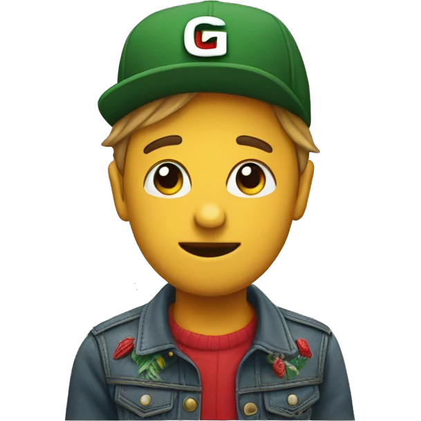 Lach-Emoji mit Guccicap nach hinten emoji