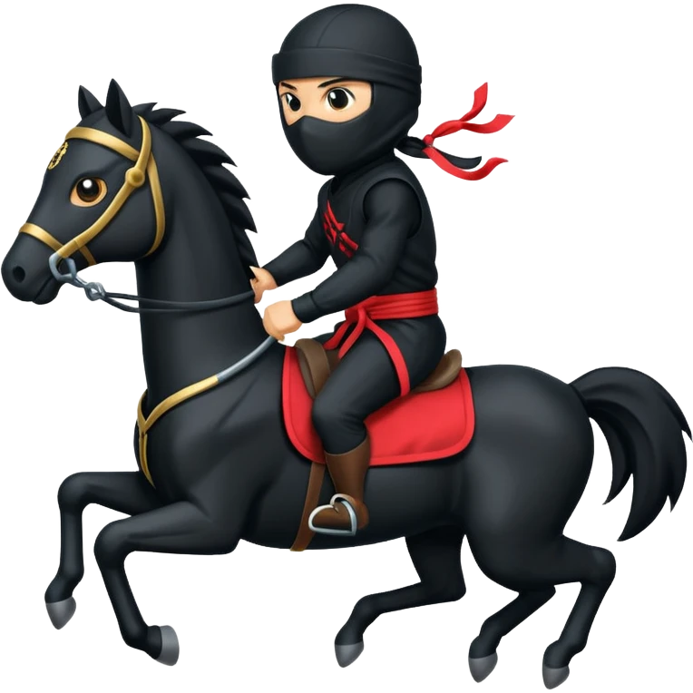 ninja riding horse wearing racing cloth black emoji