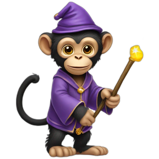Wizard chimpanzee with wand emoji