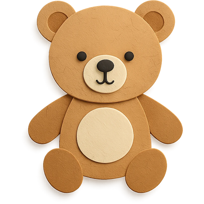 light brown teddy bear, simple and cute, paper-craft style emoji